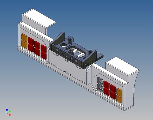 Heckstoßstange für TAMIYA LKW 1:14 LEGO für 2x8 3mm LEDs