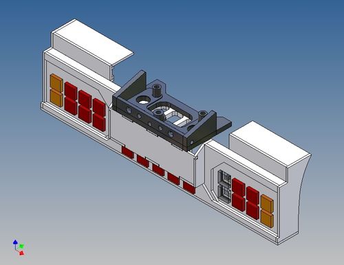 Heckstoßstange für TAMIYA LKW 1:14 für 2x8+5 LEGO 3mm LEDs